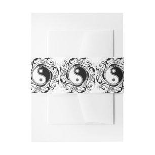 Bandeau De Faire-part Symbole Yin & Yang style de tatouage noir et blanc