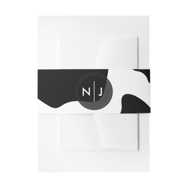 Bandeau De Faire-part Taches de vache Moo Impression mariage noir et bla (Devant example)