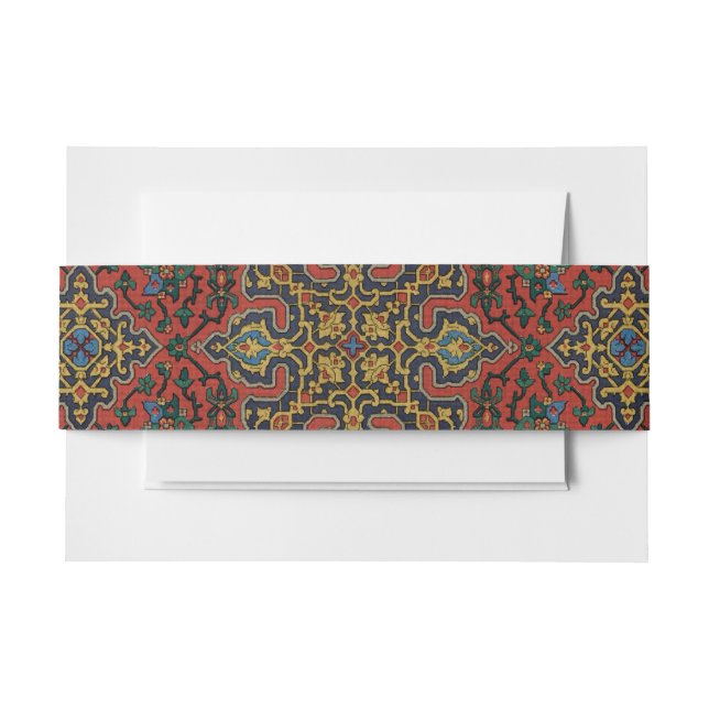 Bandeau De Faire-part Tapis persan rouge bleu classique (Devant Example)