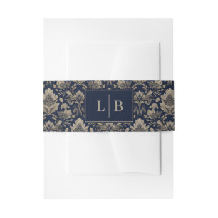 Bandeau De Faire-part Tapisserie florale marine luxueuse
