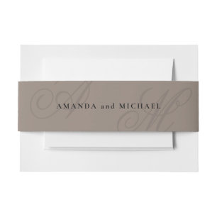 Bandeau De Faire-part Taupe neutre moderne Edge élégant Mariage de monog