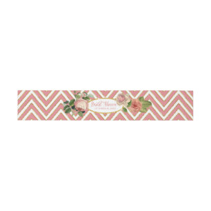 Bandeau De Faire-part Tea Party Fête des mariées Chevron Stripes Rose