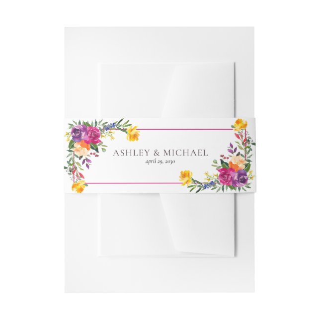 Bandeau De Faire-part Technicolor tendance Boho Floral Mariage (Devant example)