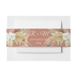 Bandeau De Faire-part Terracotta BOHO Pampas Blanc Blush Fan Palm