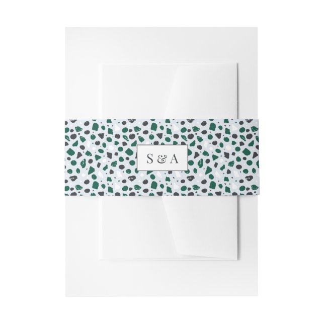 Bandeau De Faire-part Terrazzo Moderne & Monogramme Émeraude (Devant example)