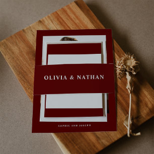Bandeau De Faire-part Texte élégant rouge foncé Mariage