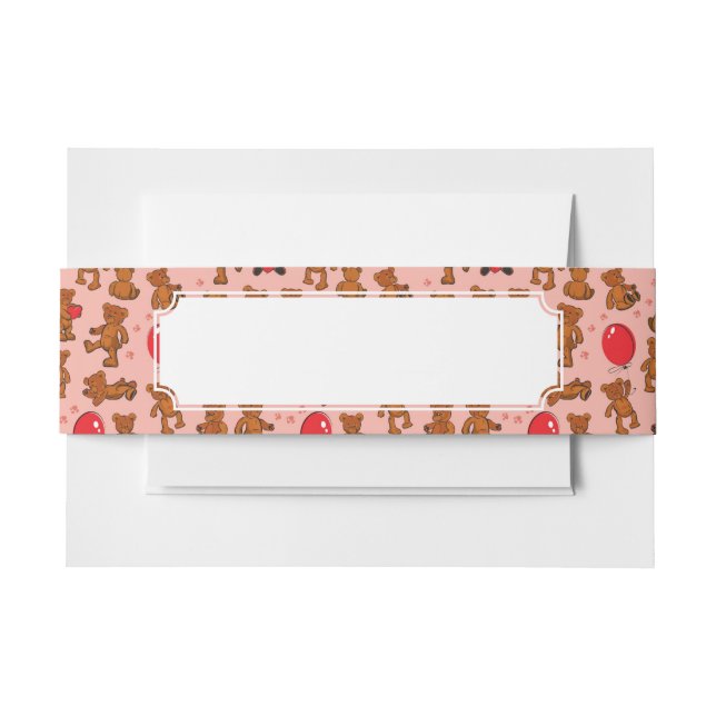 Bandeau De Faire-part Texture avec le nounours, coeurs (Devant Example)