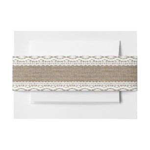 Bandeau De Faire-part Texture lacée rustique de toile de jute de pays