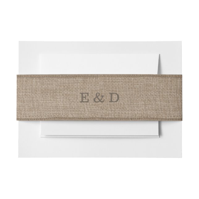 Bandeau De Faire-part Texture rustique de toile de jute (Devant Example)