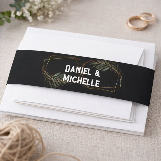 Bandeau De Faire-part Thème Botanique Mariage Arché Noir Moderne (Créateur téléchargé)