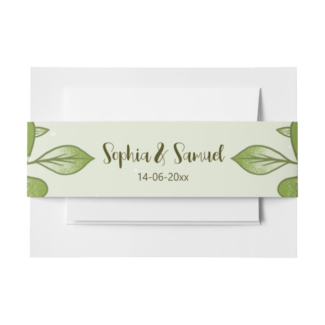Bandeau De Faire-part Thème de Mariage Floral Rose vert (Devant Example)