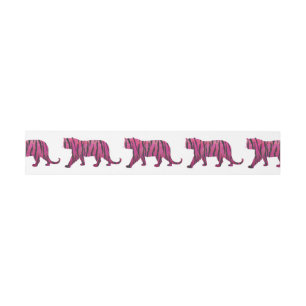 Bandeau De Faire-part Tigre en silhouette rose et noir