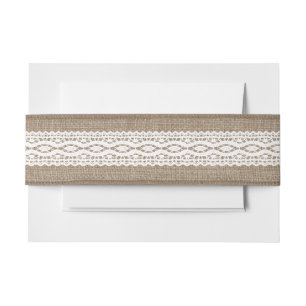Bandeau De Faire-part Toile de jute vintage et dentelle