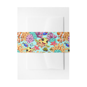 Bandeau De Faire-part Tortue de mer Bébé joyeux et joli caractère Bumper