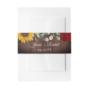 Bandeau De Faire-part Tournesol Eucalyptus Rose rouge Mariage