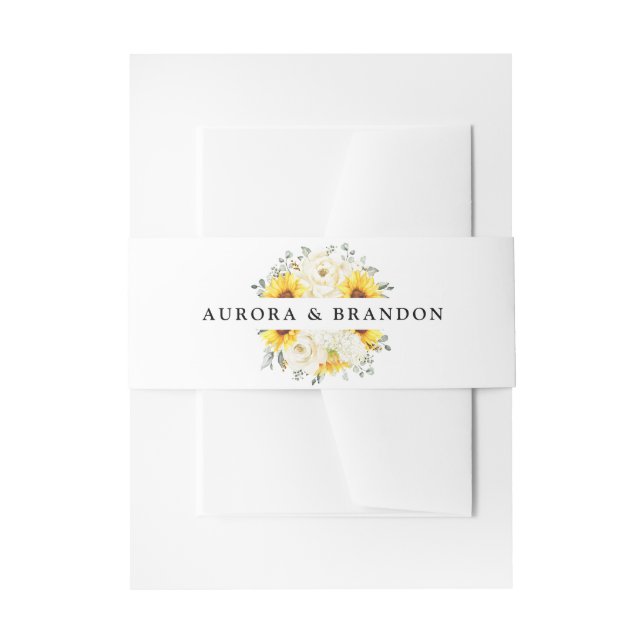 Bandeau De Faire-part Tournesol ivoire pivoine Floral Eucalyptus Mariage (Devant example)