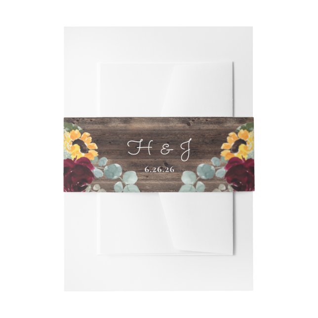 Bandeau De Faire-part Tournesol Roses Grange Bois Rustique Mariage (Devant example)