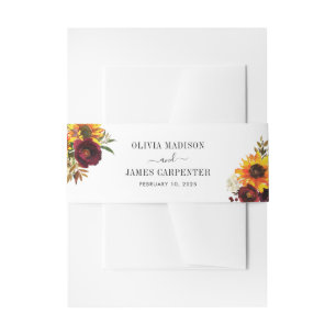 Bandeau De Faire-part Tournesol rustique Aquarelle Bourgogne Rouge Flora