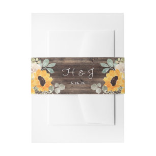 Bandeau De Faire-part Tournesol Rustique Grange Mariage en bois