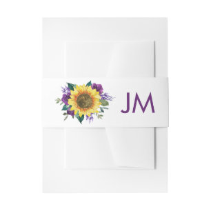Bandeau De Faire-part Tournesol violet Rose Mariage Monogramme