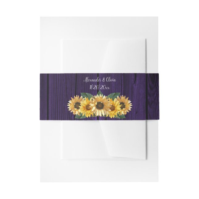 Bandeau De Faire-part Tournesol violet rustique (Devant example)