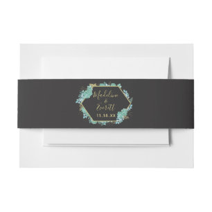 Bandeau De Faire-part Trame Or Succulente N'importe quel Mariage de coul