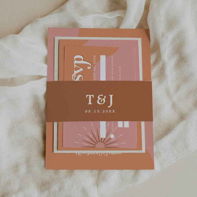 Bandeau De Faire-part TRIXIE Burnt Orange Retro Police Faire-part de mar (Créateur téléchargé)