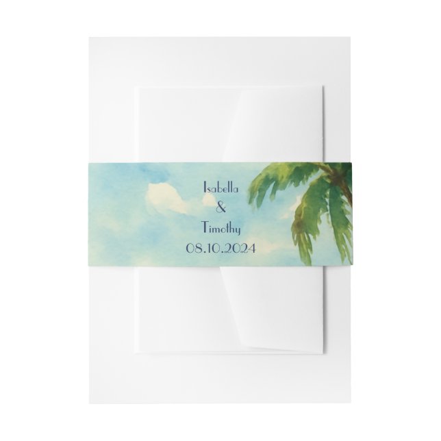 Bandeau De Faire-part Tropical Beach Island Palm Trees Mariage (Devant example)