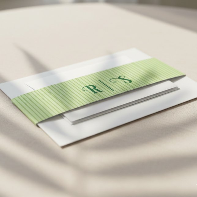 Bandeau De Faire-part Tropical Dessiné à la Main Rose et Vert  (Tropical Hand Drawn Pink and Green Invitation Belly Band)