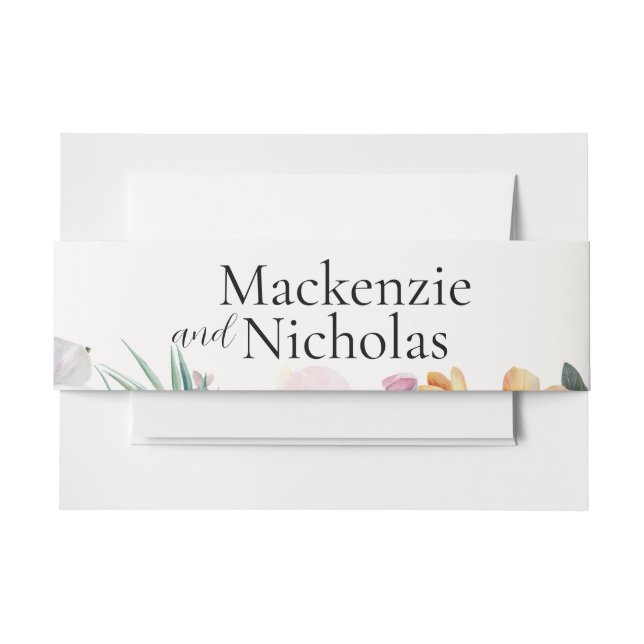 Bandeau De Faire-part Tropical Floral Faire-part de mariage Belly Band (Devant Example)