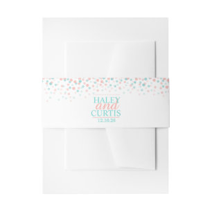 Bandeau De Faire-part Turquoise corail confetti points mariage bande du