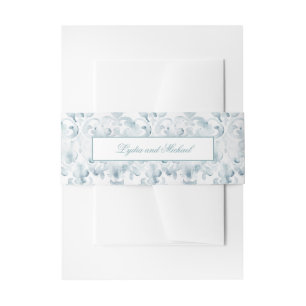 Bandeau De Faire-part Turquoise et blanc Damask Invitation Belly Band