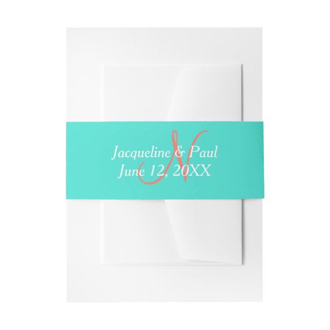 Bandeau De Faire-part Turquoise Monogramme (Devant example)