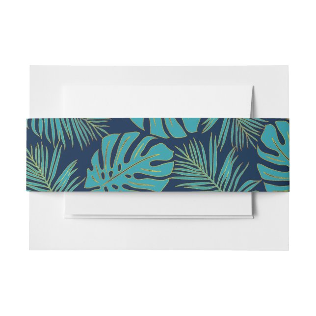 Bandeau De Faire-part Turquoise tropical, monstère marine, palmier feuil (Devant Example)