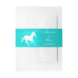 Bandeau De Faire-part Turquoise Unicorn Wedding Inviter Belly Band