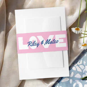 Bandeau De Faire-part Type Moderne Gras Couleurs Vives Mariage Bleu Rose
