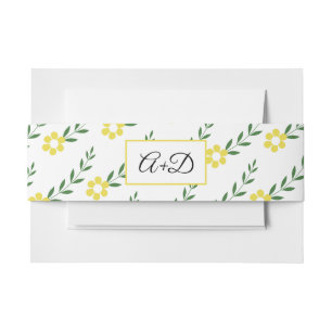 Bandeau De Faire-part Typographie initiales jaune motif mariage