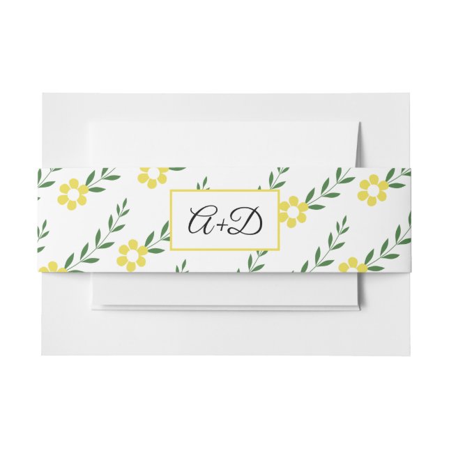 Bandeau De Faire-part Typographie initiales jaune motif mariage (Devant Example)