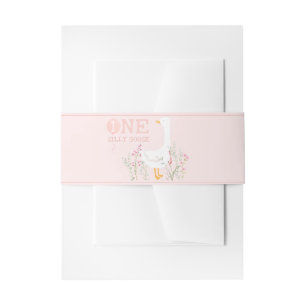Bandeau De Faire-part Une fille rose d'oie sotte 1er anniversaire