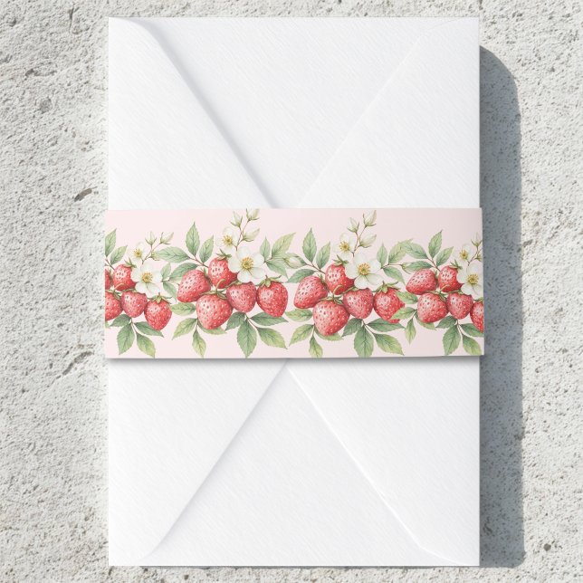 Bandeau De Faire-part Une fraise douce et sucrée en fleurs (Créateur téléchargé)