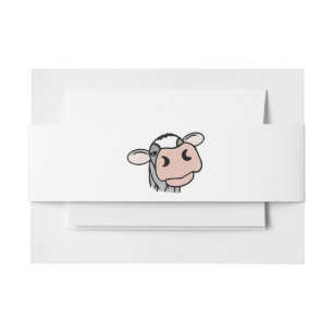 Bandeau De Faire-part vache de dessin animé noir blanc rose baiser gris 