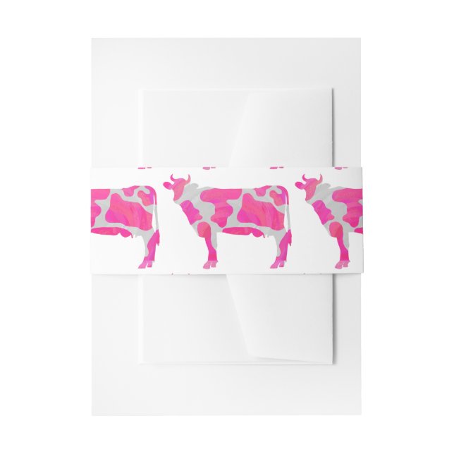 Bandeau De Faire-part Vache Silhouette Rose Chaud et Blanc (Devant example)