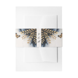 Bandeau De Faire-part Vagues d'hiver avec Mariage d'ailes d'or