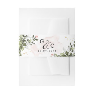 Bandeau De Faire-part Végétation dorée Succulente Dusty Blue Mariage