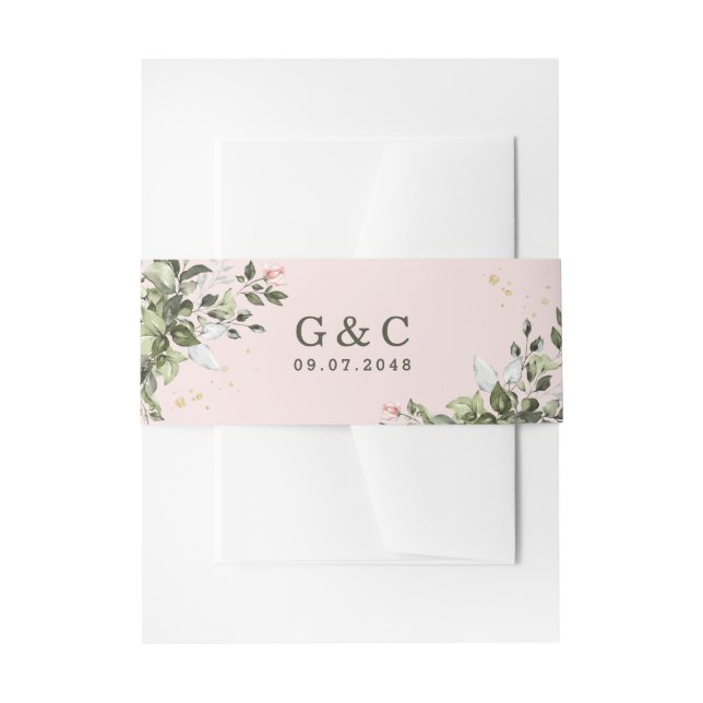 Bandeau De Faire-part Végétation dorée Succulente Dusty Blue Mariage (Devant example)