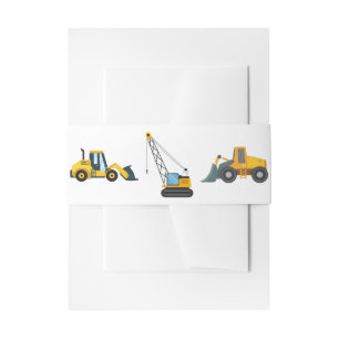 Bandeau De Faire-part Véhicules de Construction Anniversaire Enfants