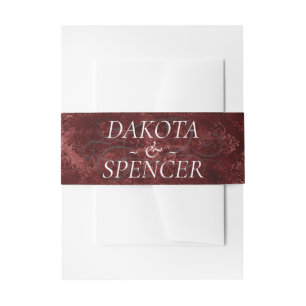 Bandeau De Faire-part Velvety Damask Baroque Crimson Red Grunge