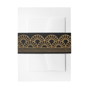 Bandeau De Faire-part Ventilateur Gold Art Déco Invitation Black Belly B