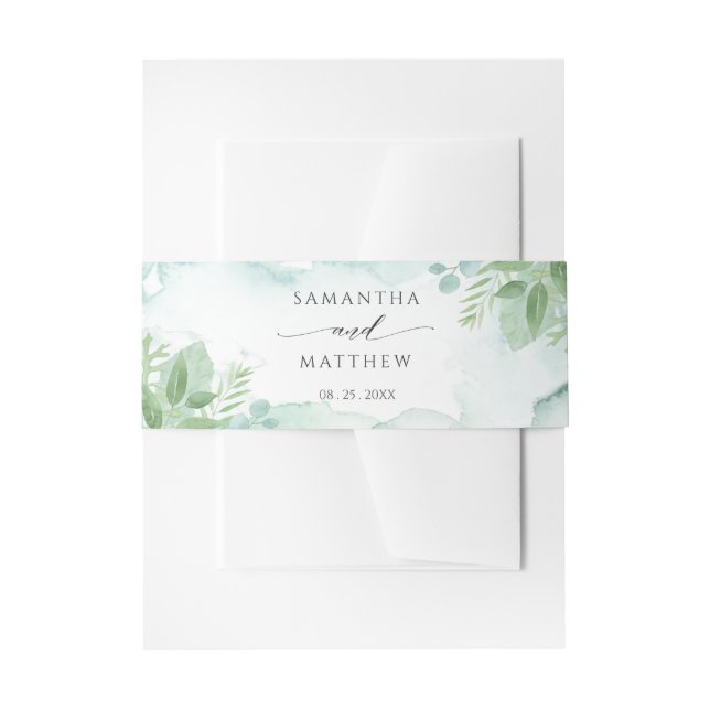 Bandeau De Faire-part Verdure avec Mariage Aquarelle bleu et vert (Devant example)