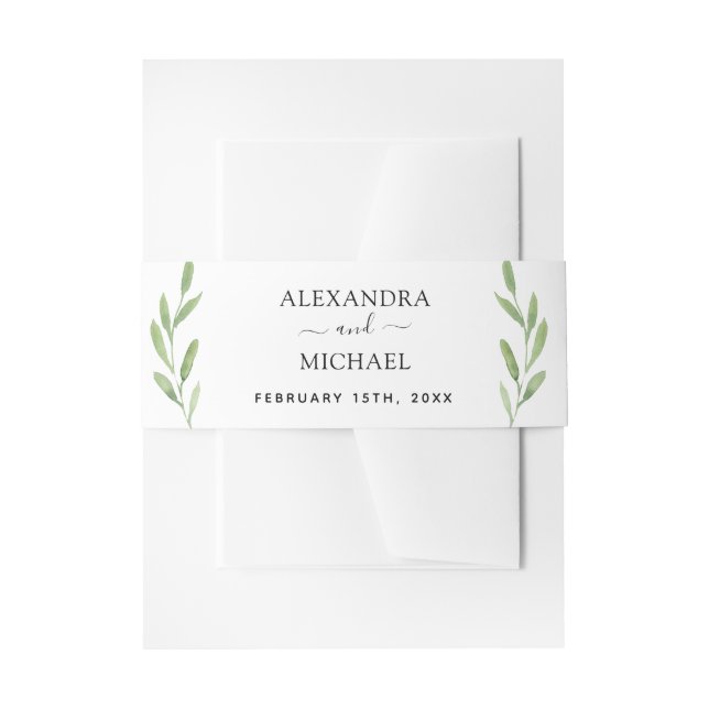 Bandeau De Faire-part Verdure Rustique Simple Elégant Mariage d'aquarell (Devant example)